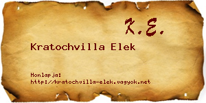 Kratochvilla Elek névjegykártya